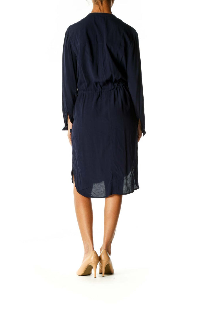 Blue Solid Shift Dress