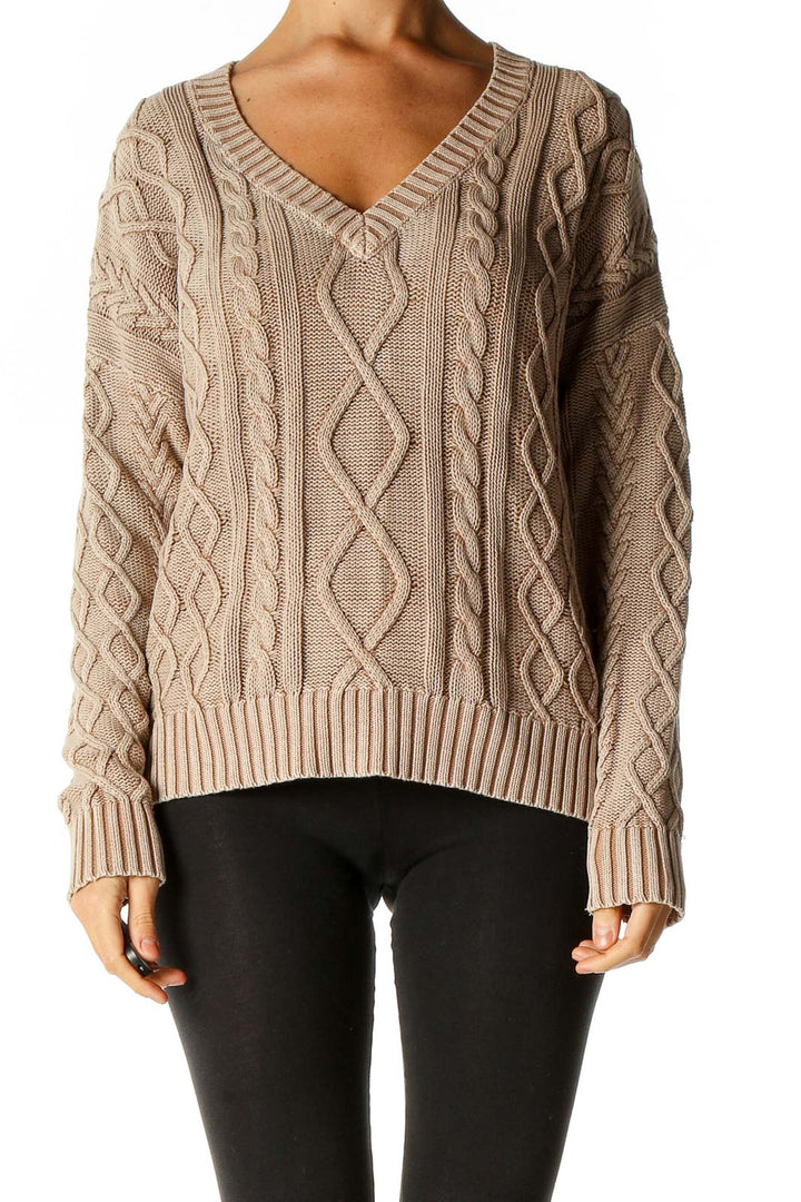 Beige Textured Sweater