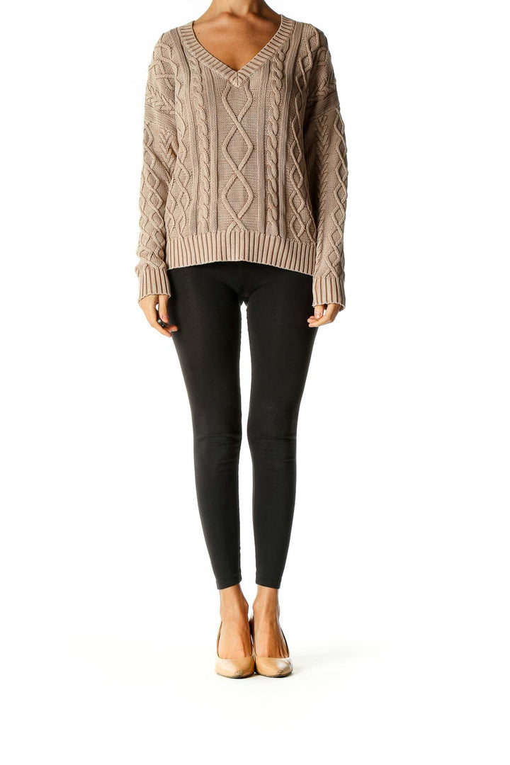 Beige Textured Sweater