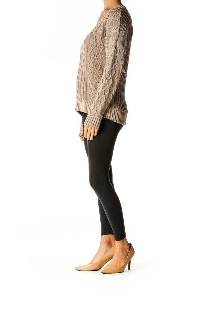 Beige Textured Sweater