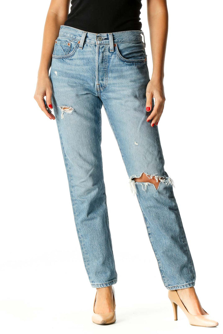 Blue Straight Leg Jeans