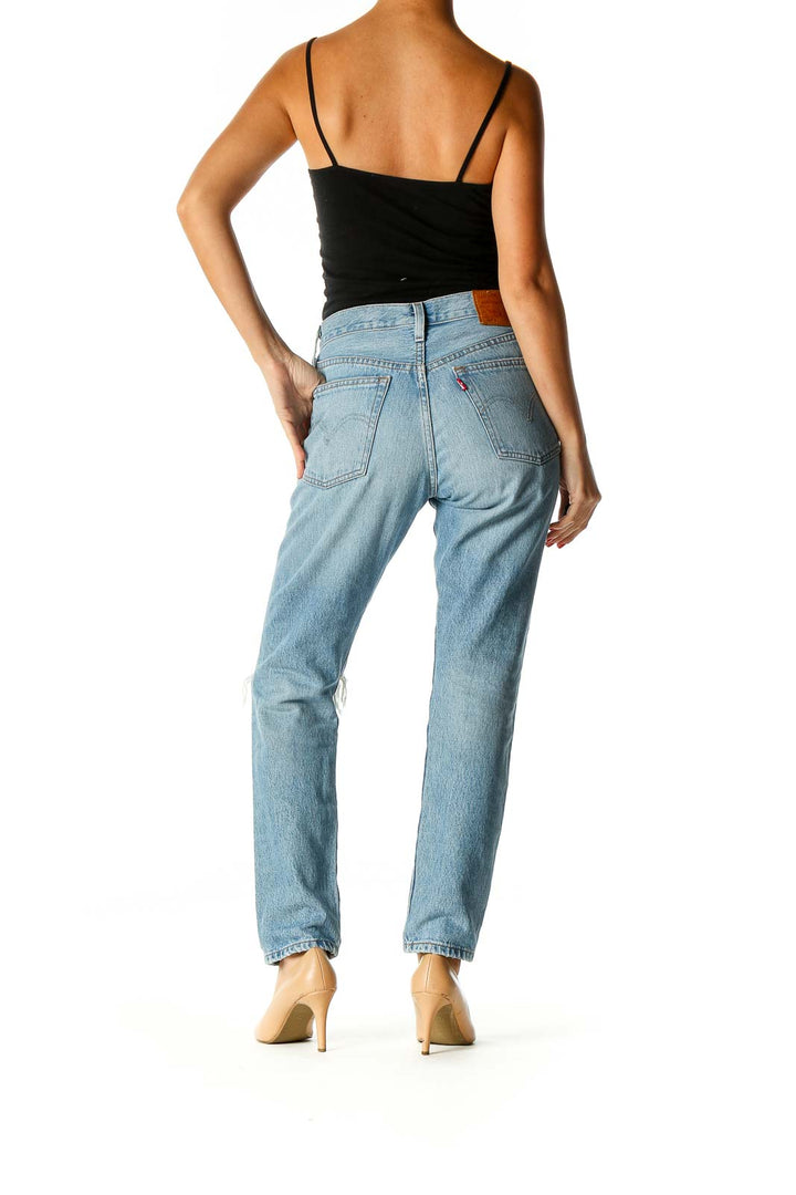 Blue Straight Leg Jeans