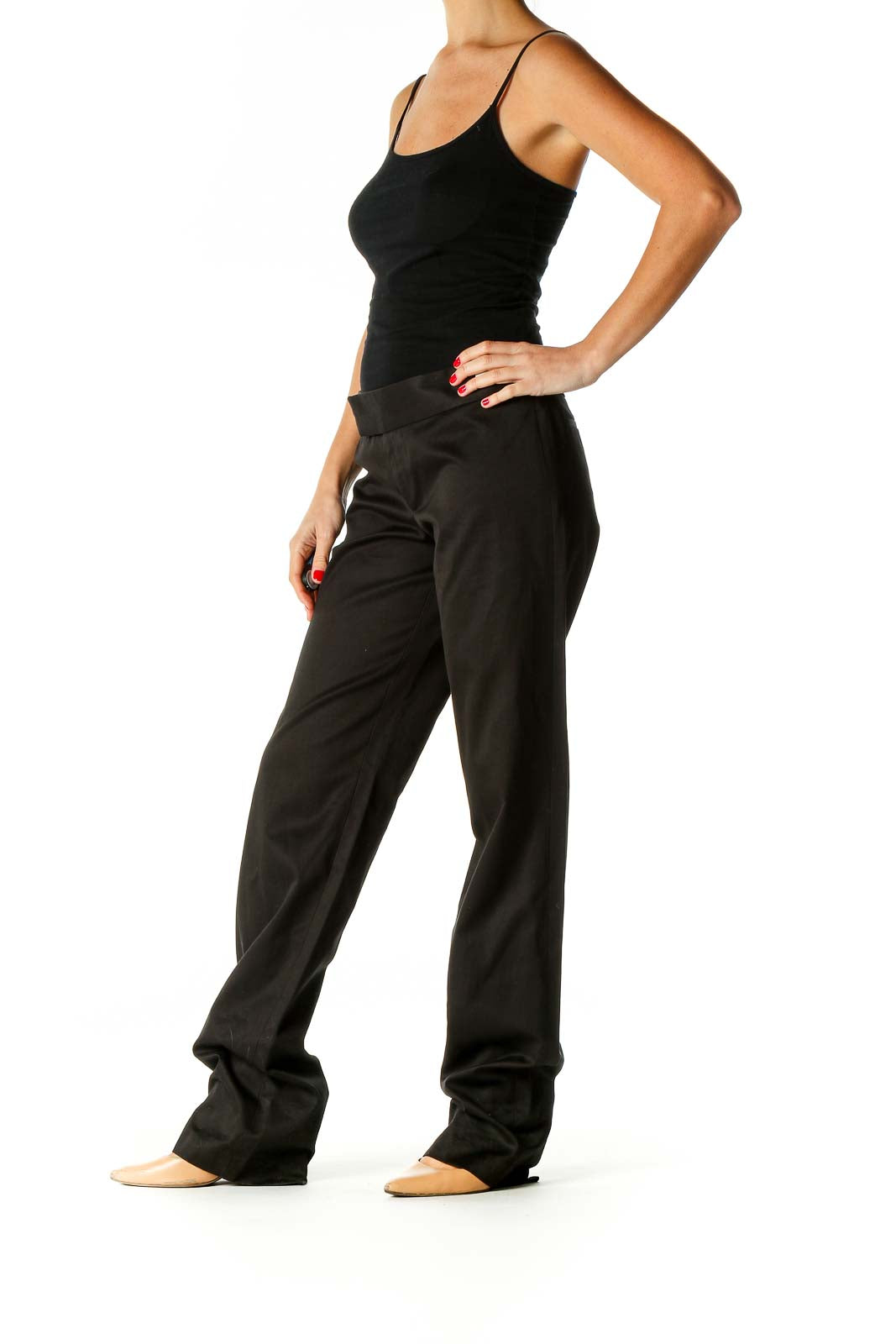 Black Solid Semiformal Trousers