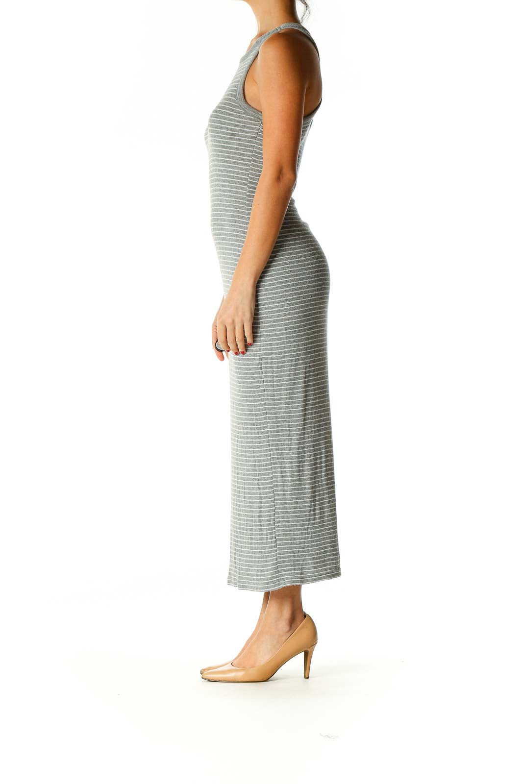 Gray Textured Classic Column Dress