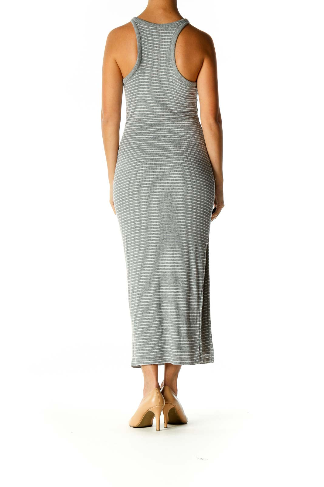 Gray Textured Classic Column Dress