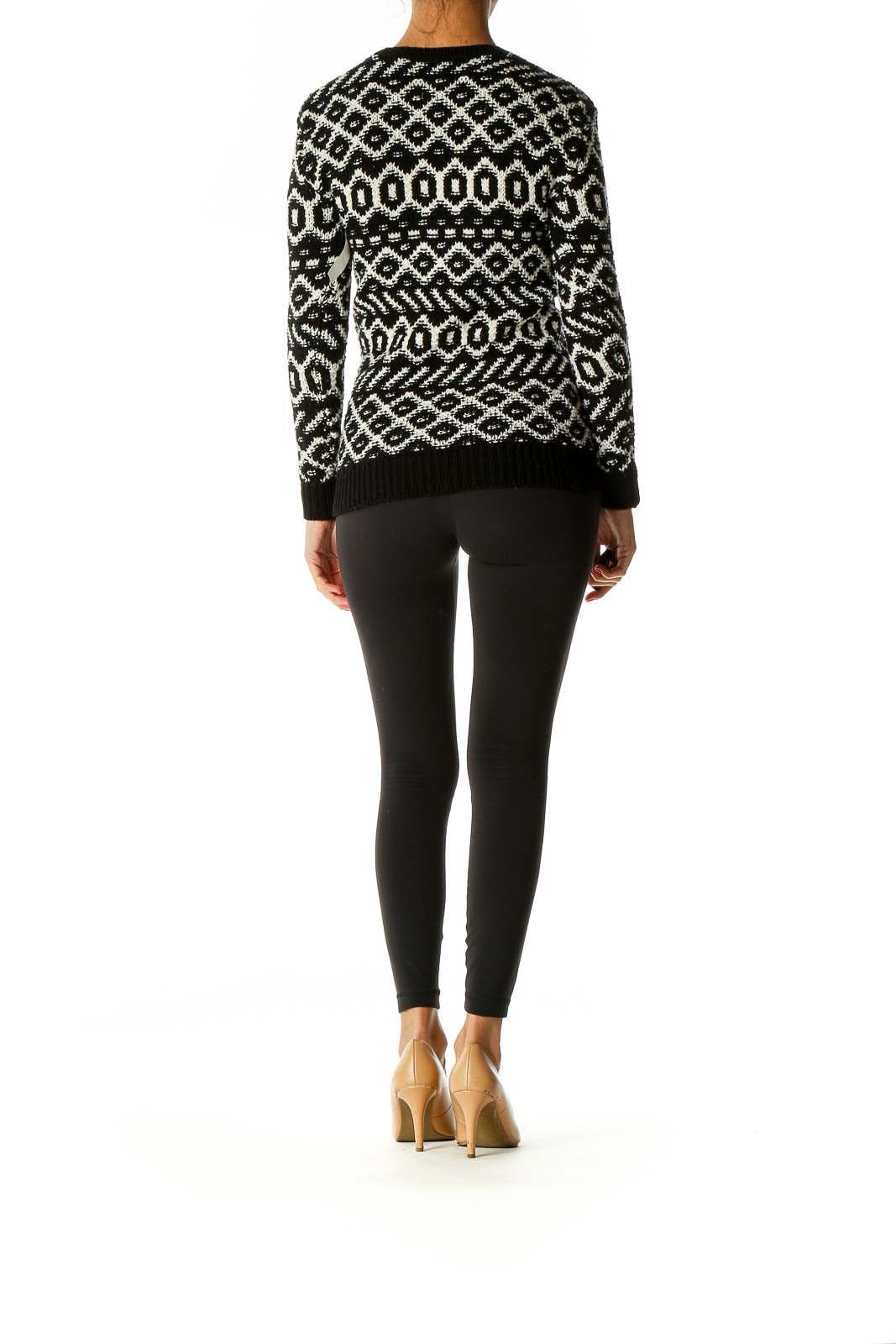 Black Geometric Print All Day Wear Sweater