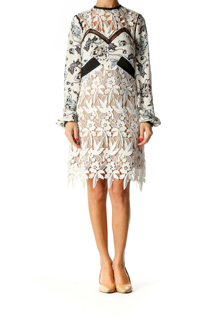 White Lace Holiday Shift Dress