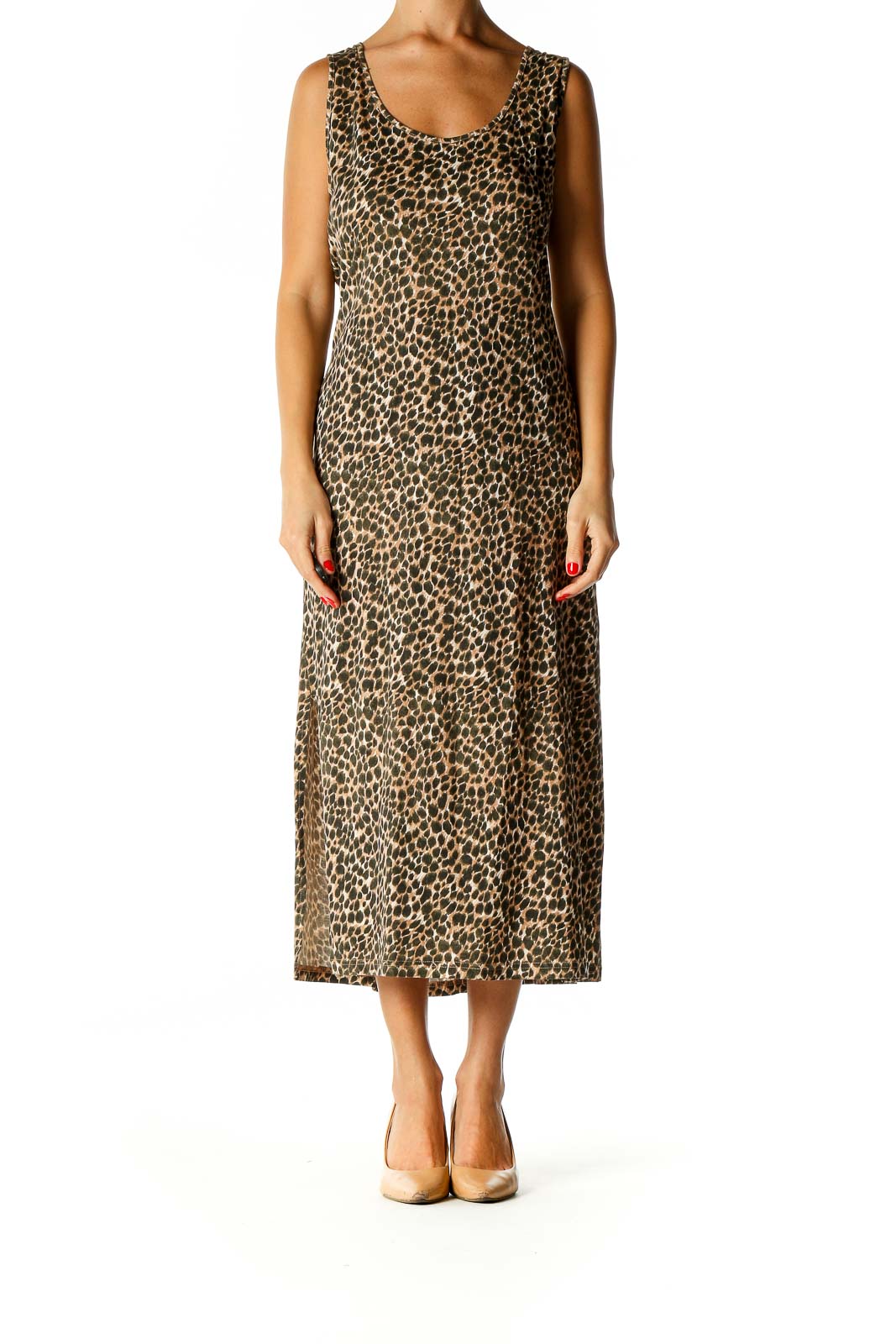 Brown Floral Print Bohemian Sheath Dress