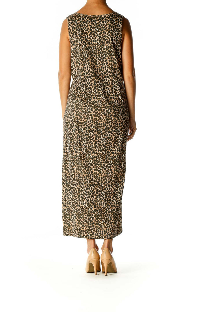 Brown Floral Print Bohemian Sheath Dress