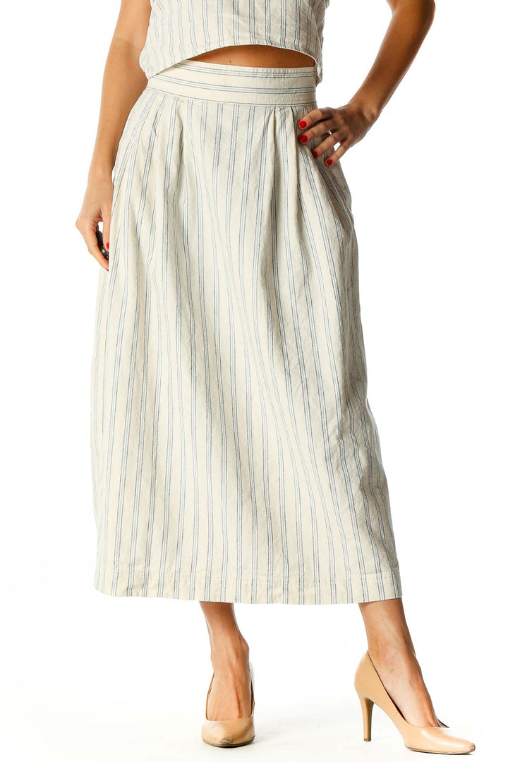 Beige All Day Wear A-Line Skirt