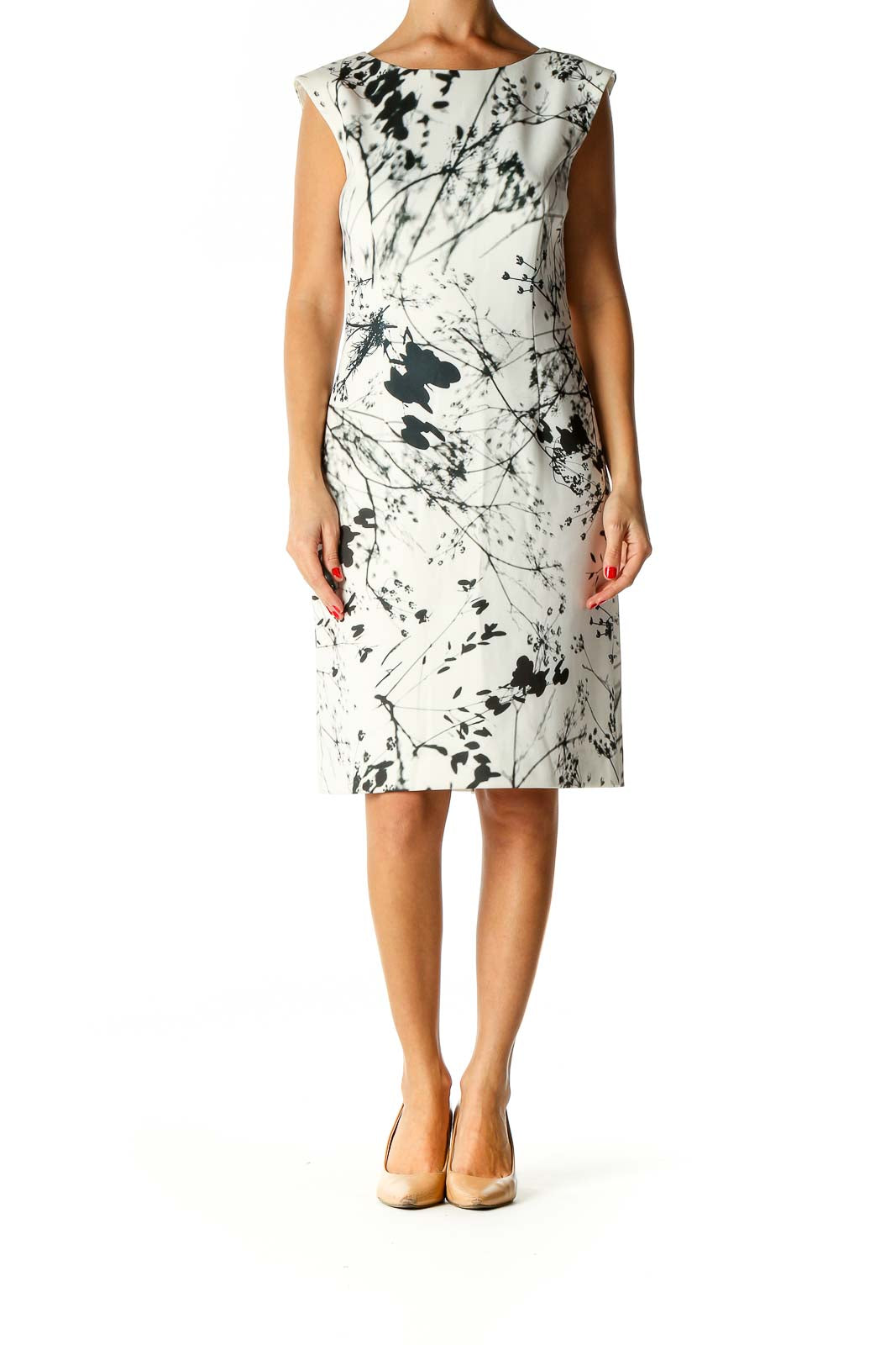 White Printed Sheath Dress