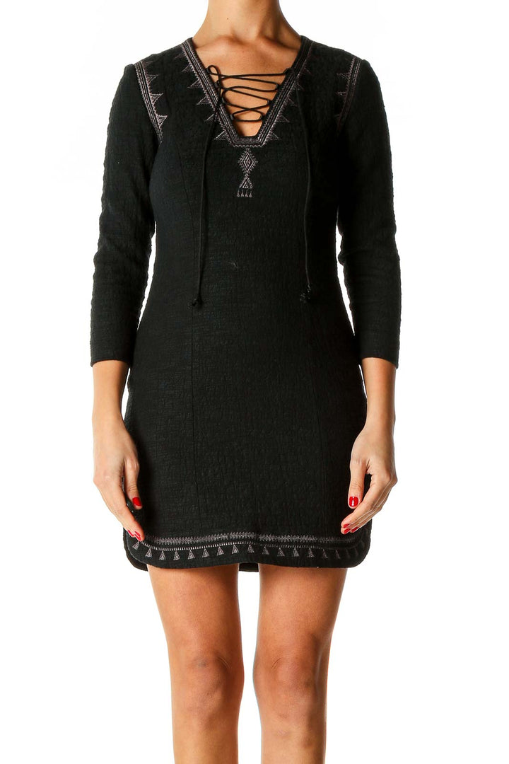 Black Solid Classic Sheath Dress