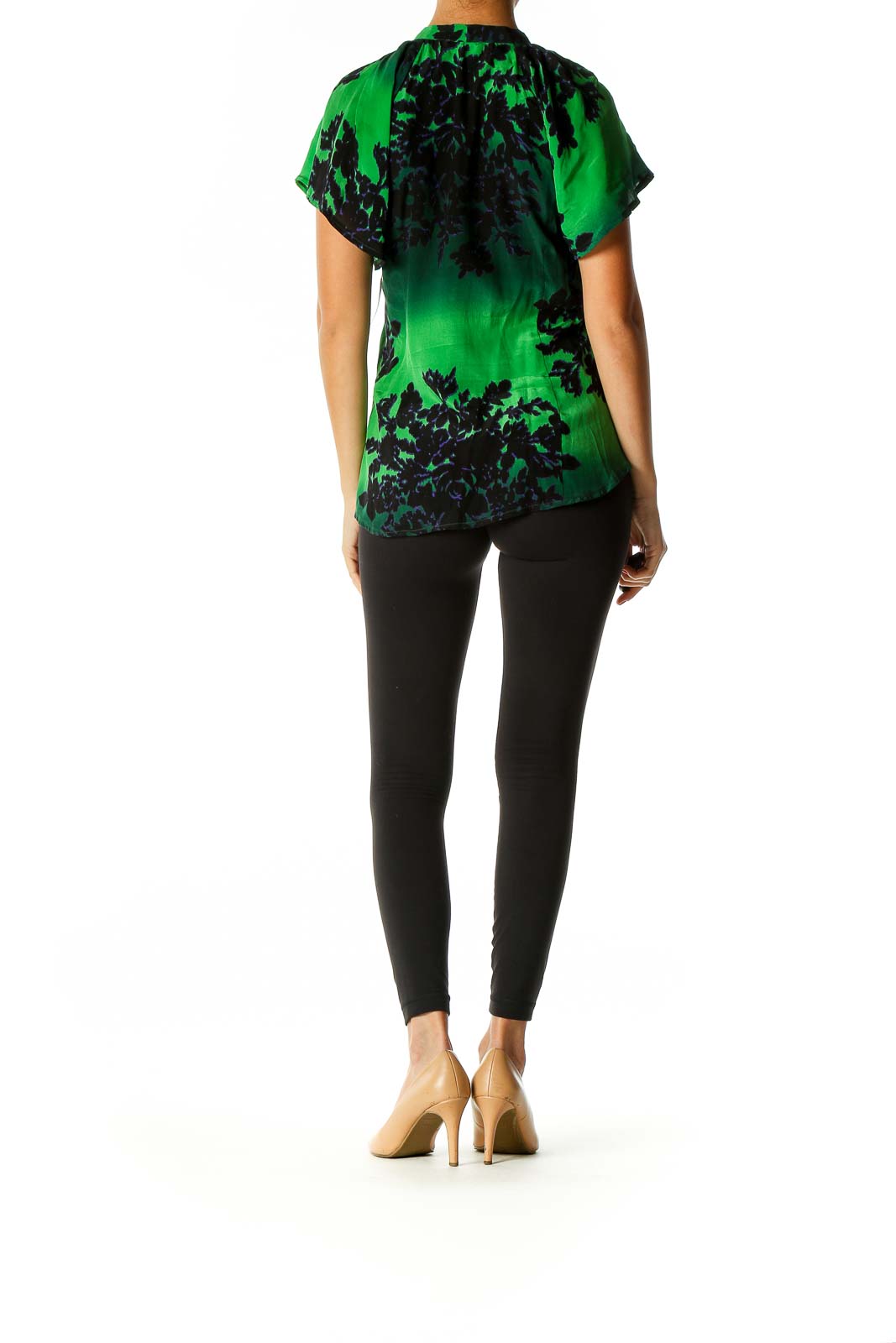 Green Floral Print All Day Wear Blouse