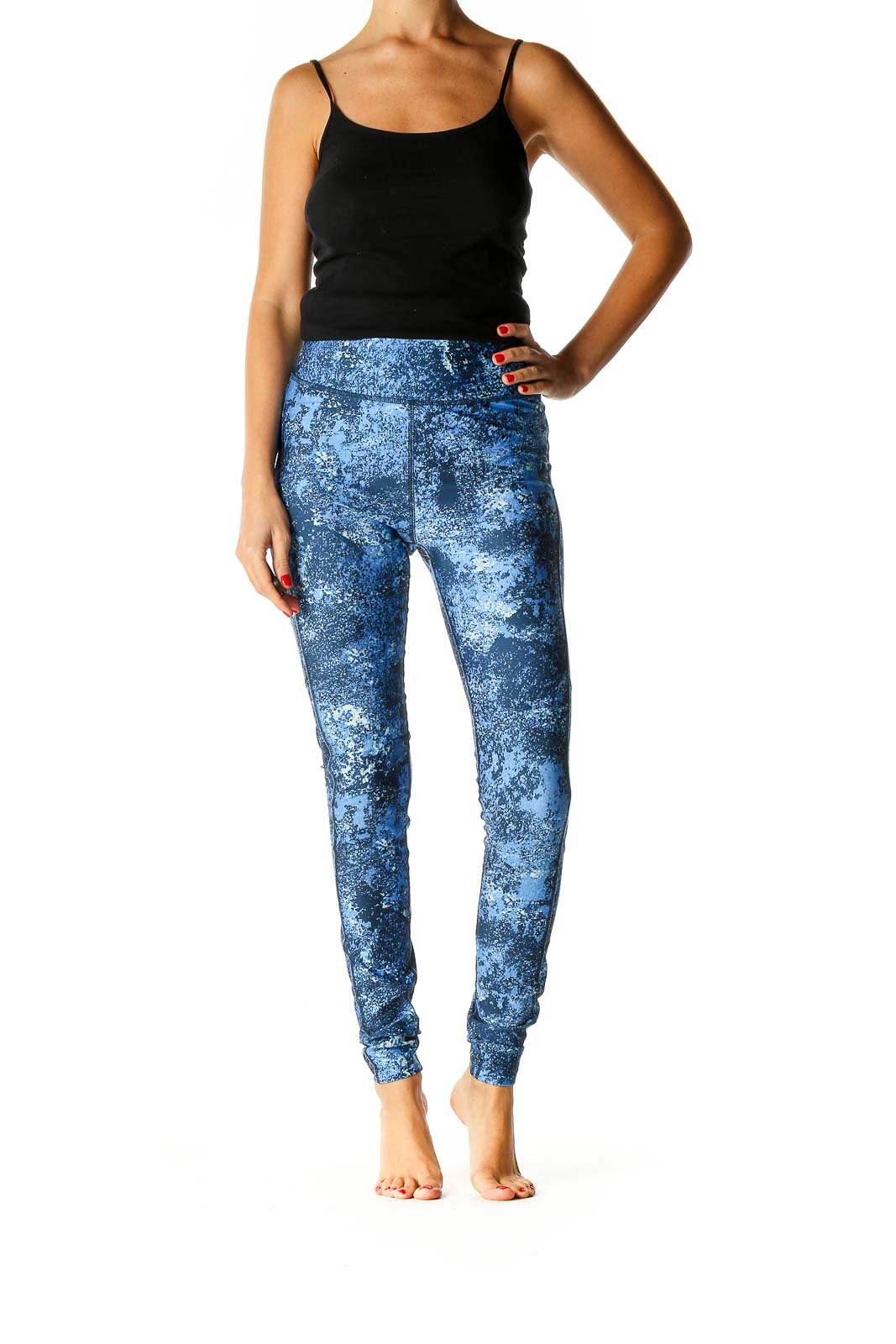 Blue Printed Activewear Leggings