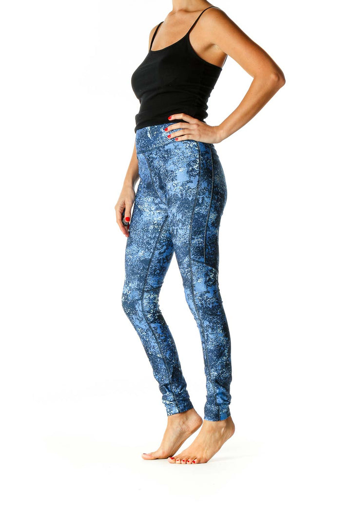 Blue Printed Activewear Leggings