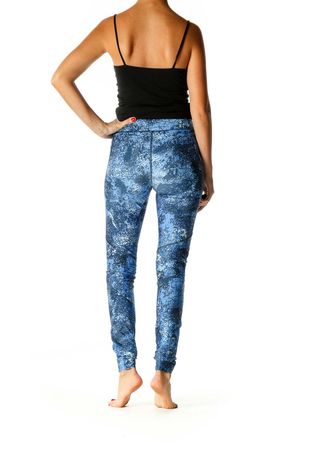 Blue Printed Activewear Leggings