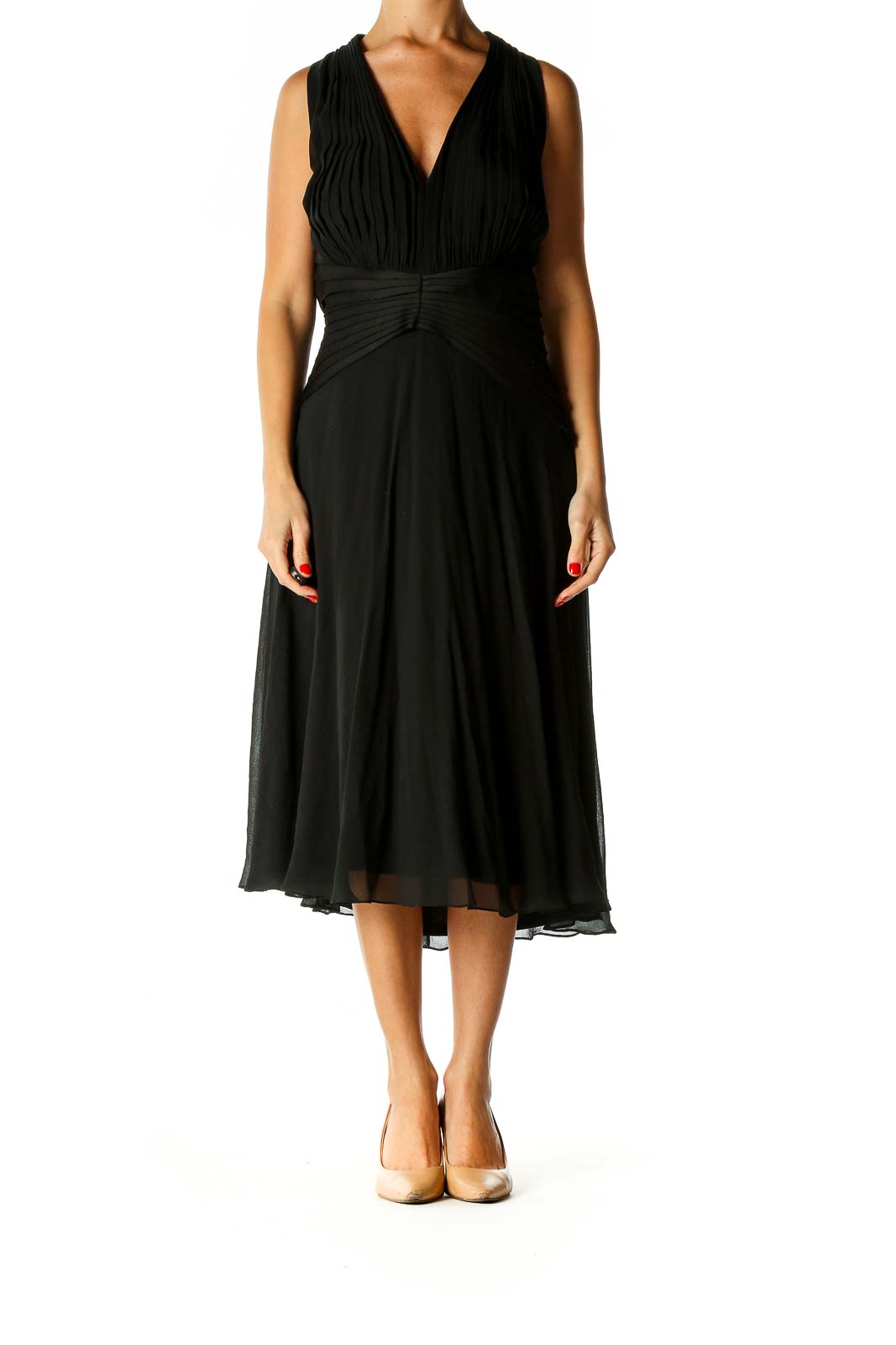 Black Solid Classic Fit & Flare Dress