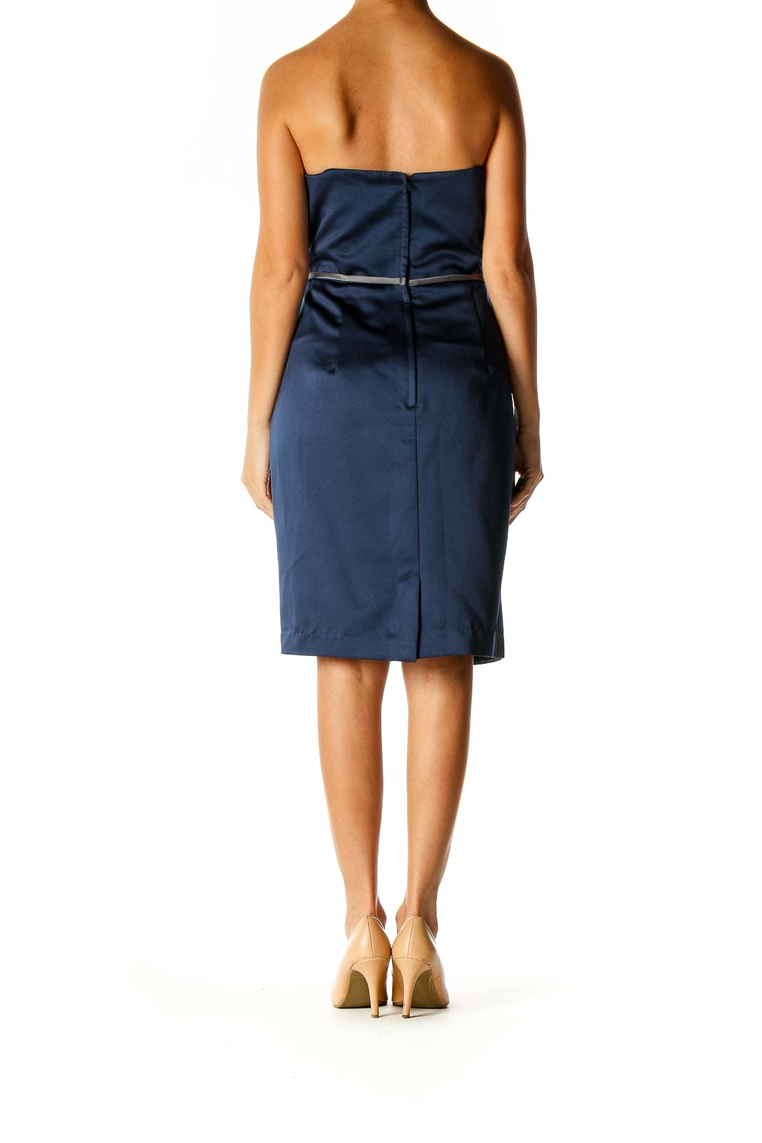 Blue Solid Cocktail Shift Dress