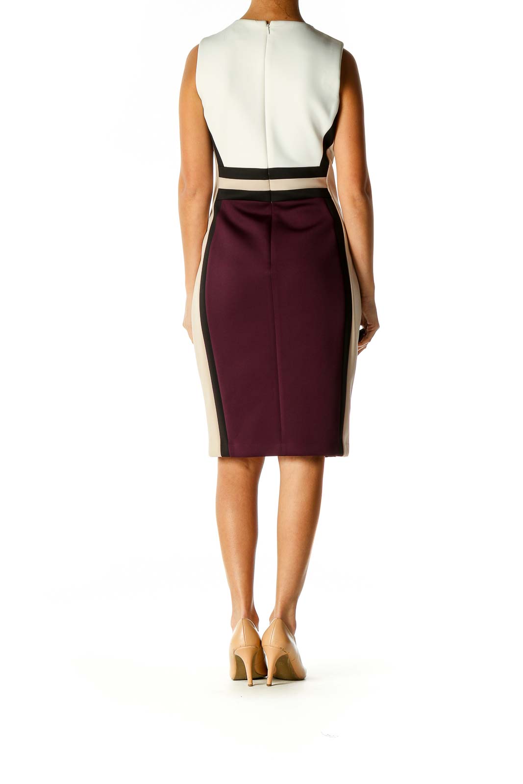 Purple Colorblock Classic Sheath Dress