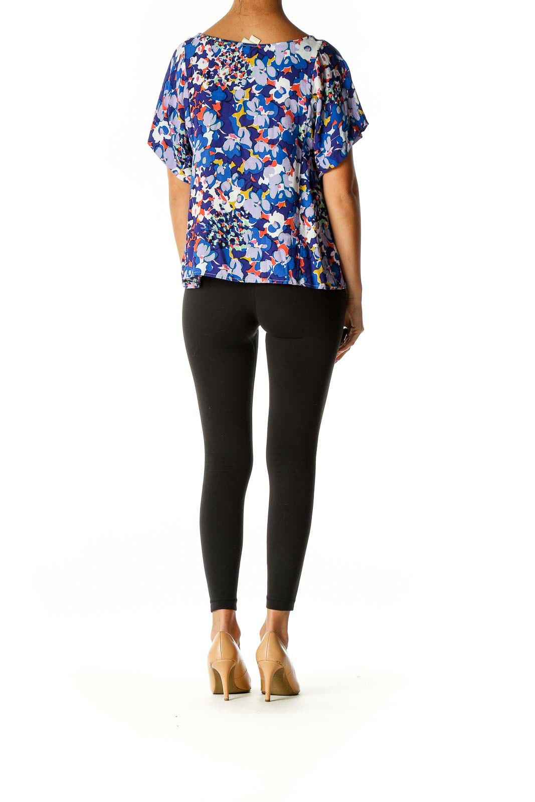 Blue Floral Print Chic Blouse