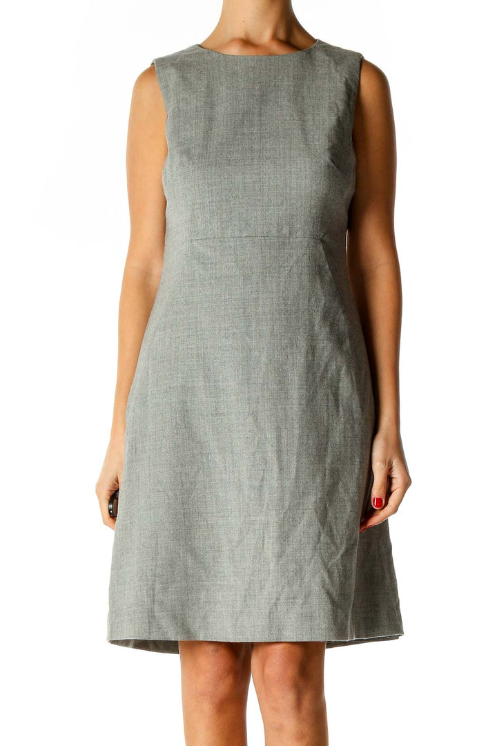 Gray Textured Classic A-Line Dress