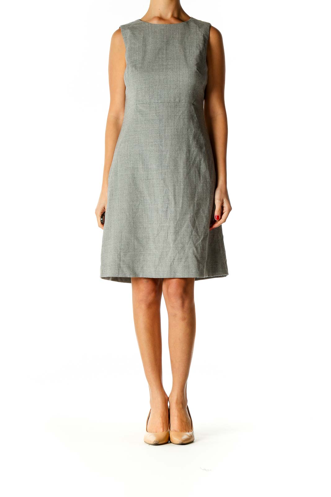 Gray Textured Classic A-Line Dress