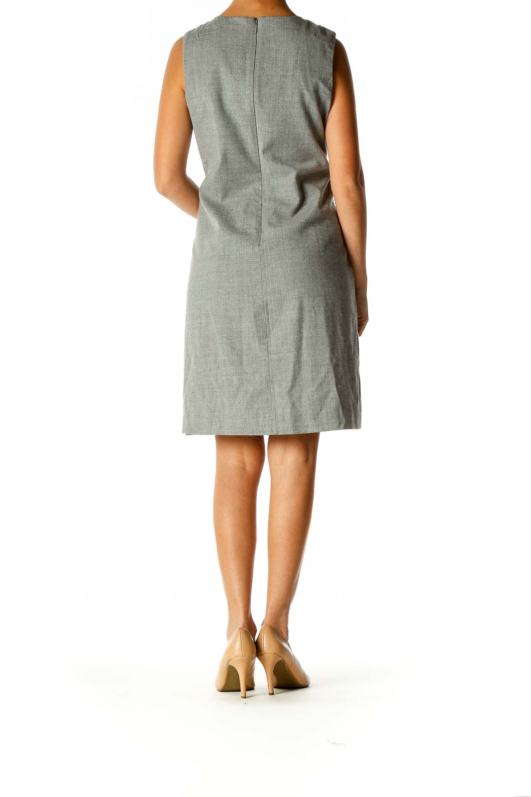 Gray Textured Classic A-Line Dress