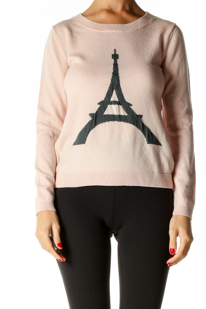 Pink Graphic Print All Day Wear Sweater