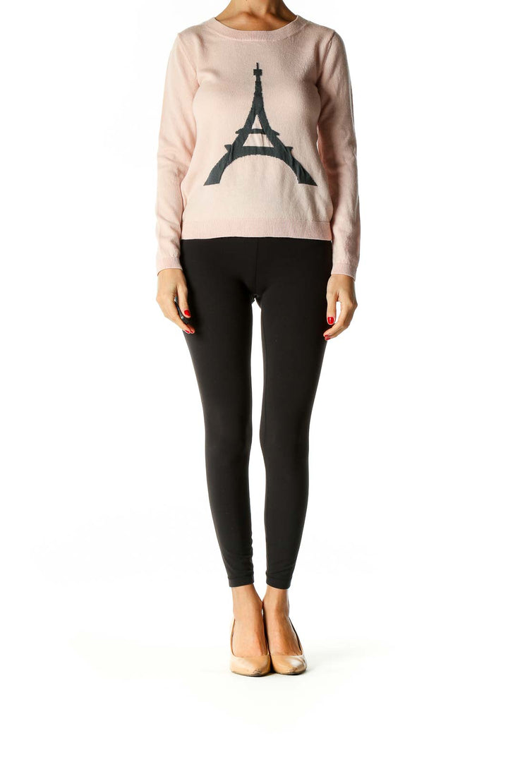 Pink Graphic Print All Day Wear Sweater