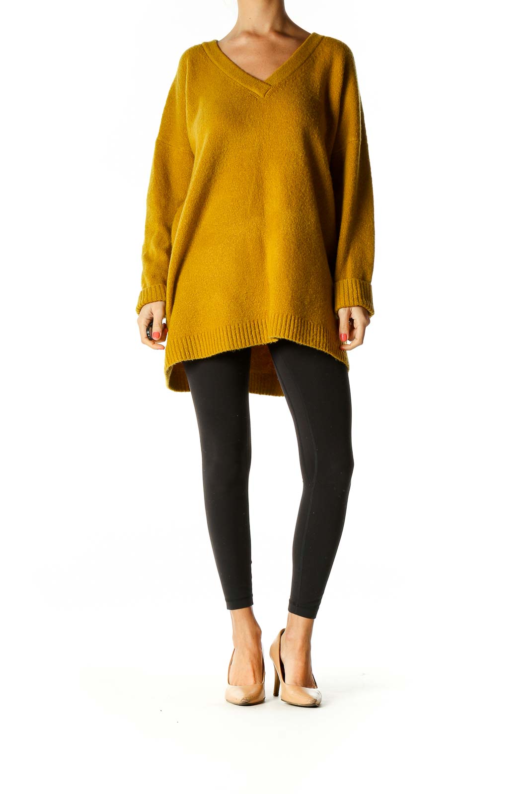 Yellow Textured All Day Wear Sweater