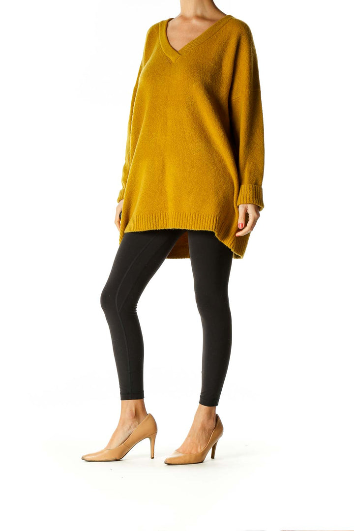 Yellow Textured All Day Wear Sweater