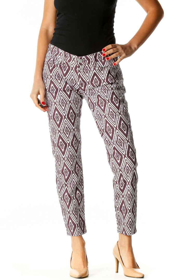 Purple Printed Retro Trousers