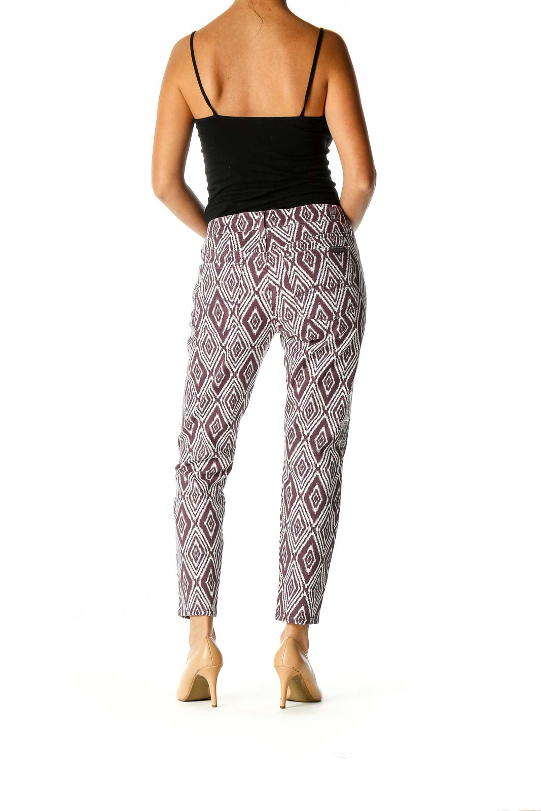 Purple Printed Retro Trousers