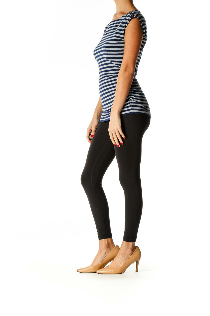 Blue Striped Casual T-Shirt