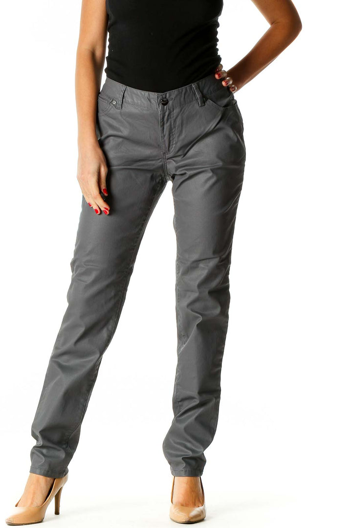 Gray Solid Chic Trousers