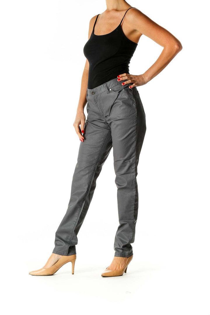 Gray Solid Chic Trousers