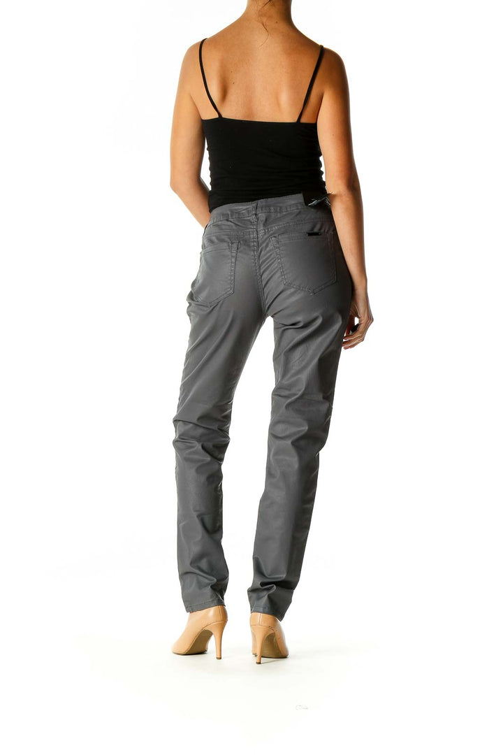 Gray Solid Chic Trousers