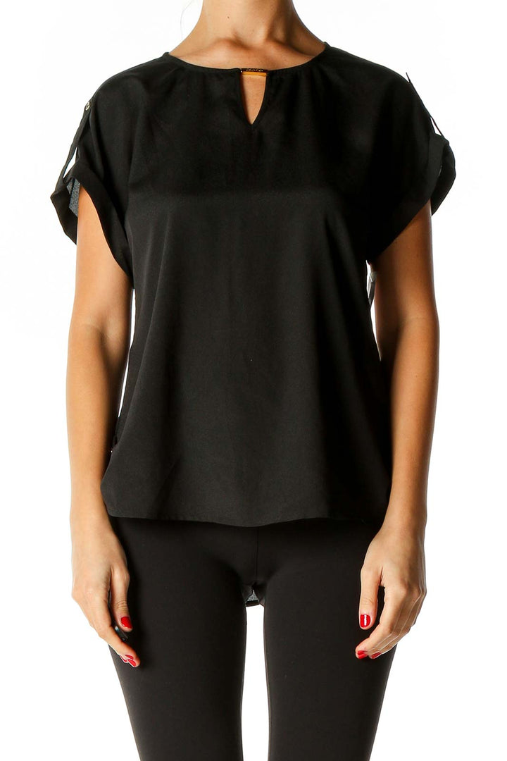 Black Solid Casual Blouse