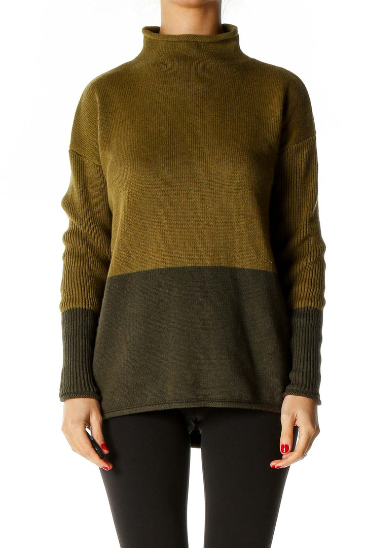 Green Colorblock All Day Wear Sweater