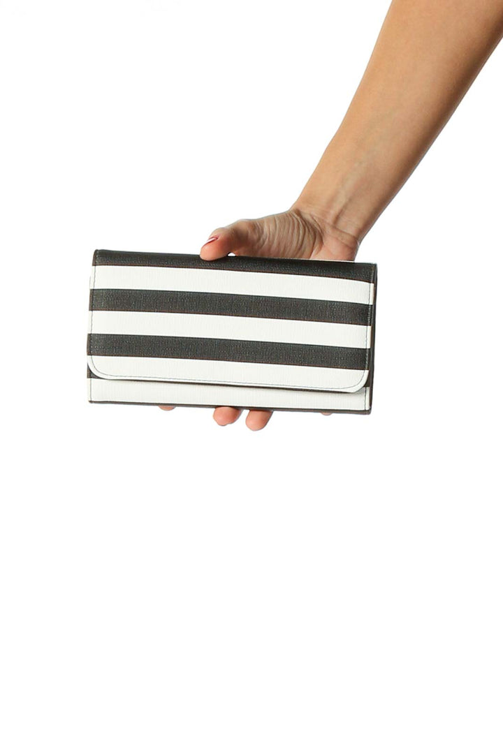 White Colorblock Striped Wallet