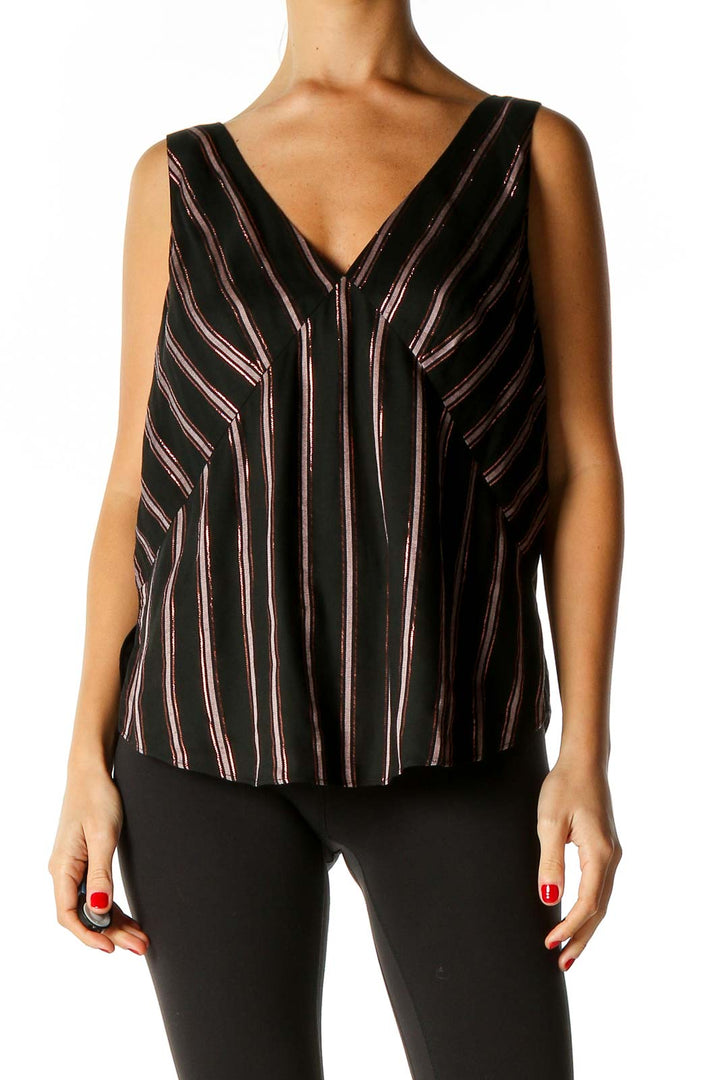 Black Striped Casual Blouse