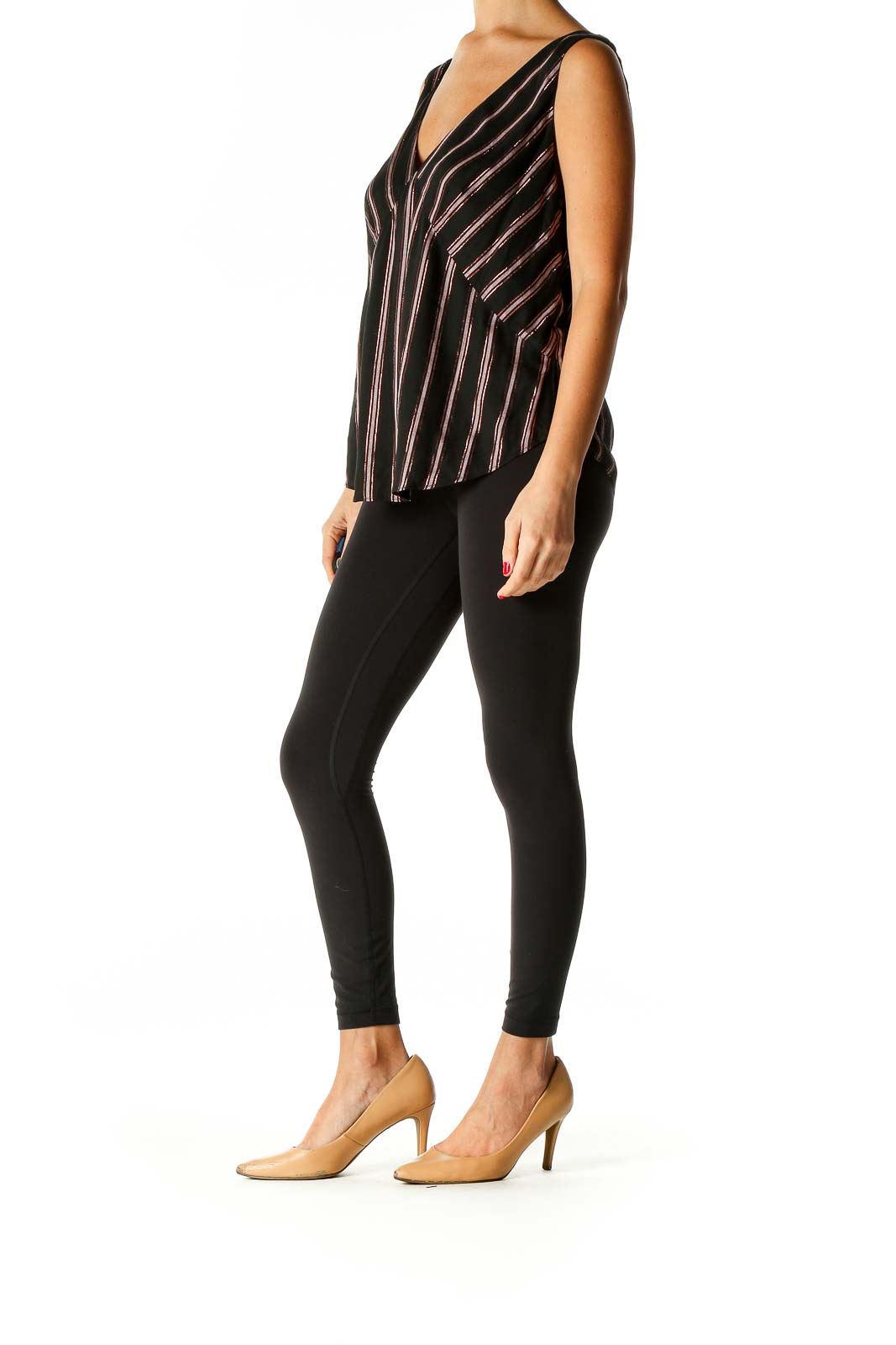 Black Striped Casual Blouse