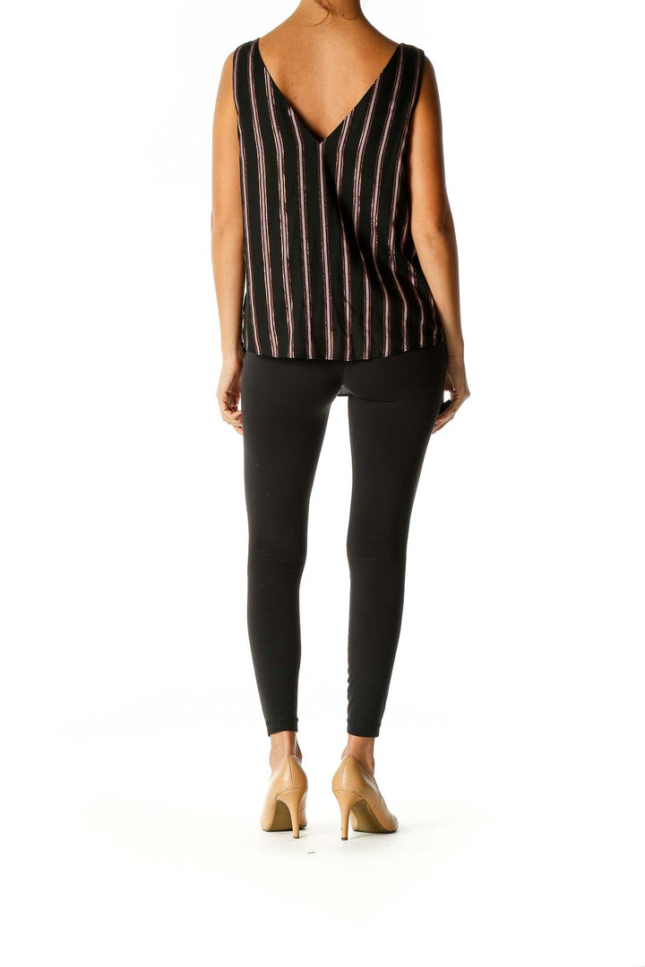 Black Striped Casual Blouse