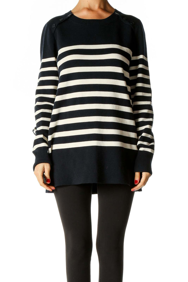 Blue Striped All Day Wear Sweater