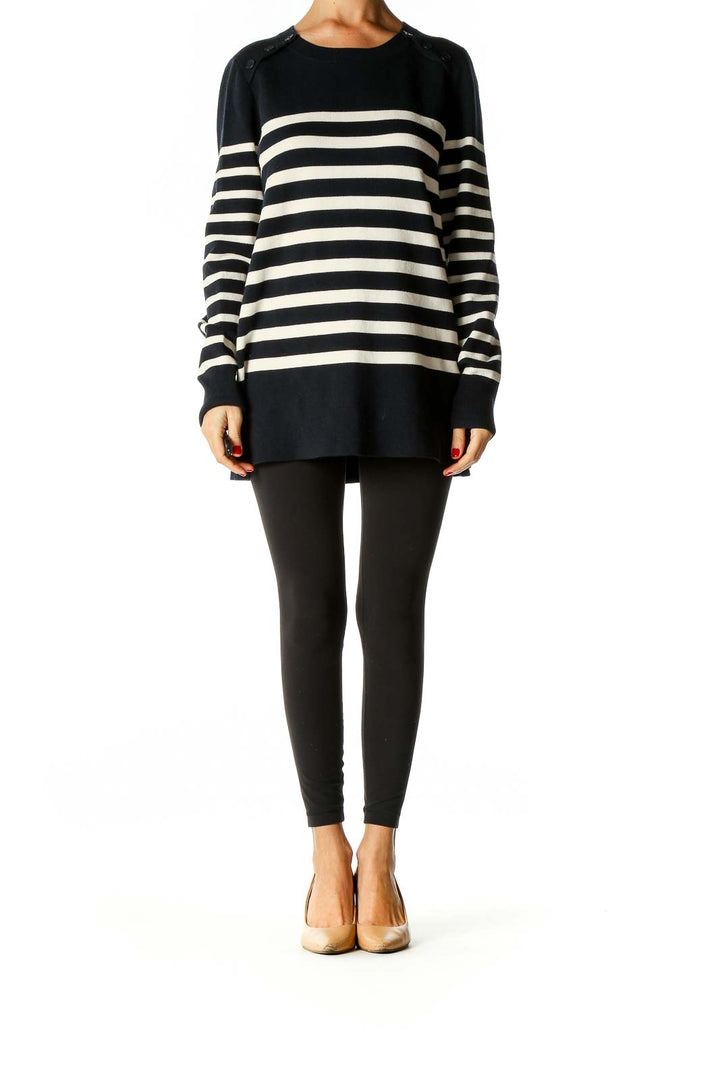 Blue Striped All Day Wear Sweater