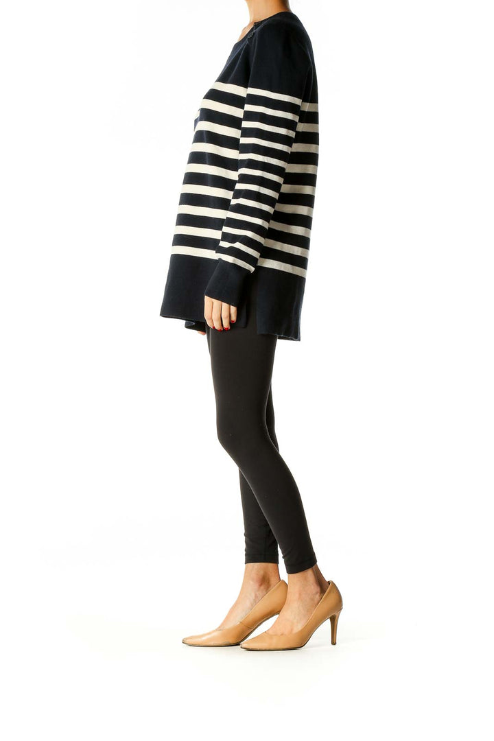 Blue Striped All Day Wear Sweater