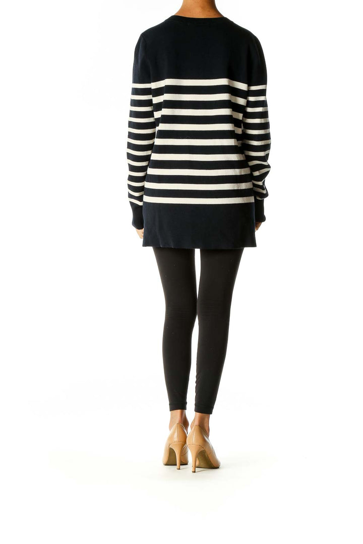 Blue Striped All Day Wear Sweater