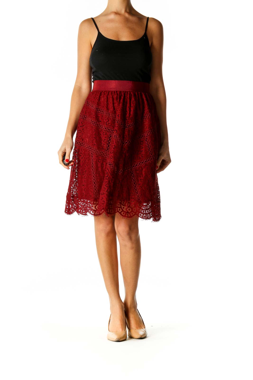 Red Brunch Flared Skirt