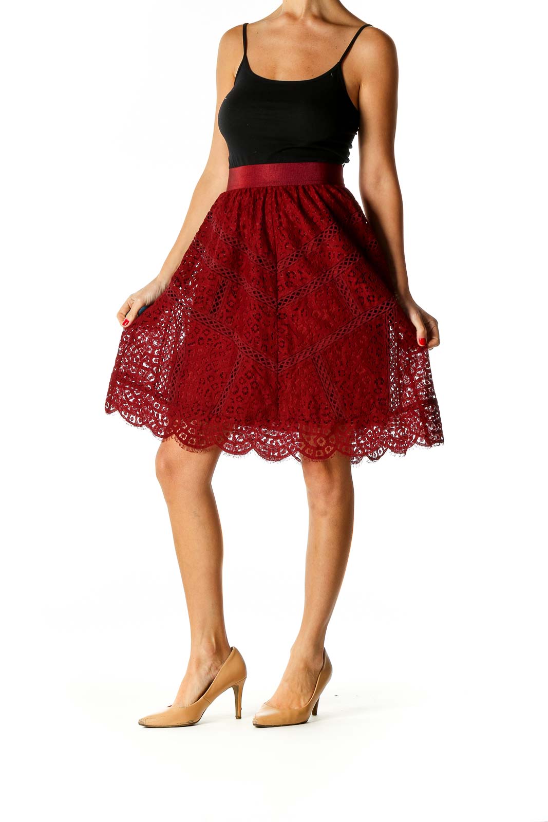 Red Brunch Flared Skirt