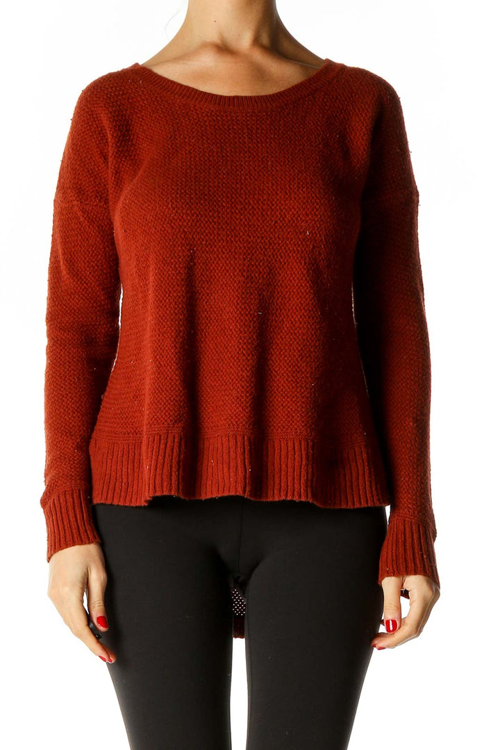 Red Textured All Day Wear Sweater